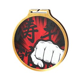 Medalla Habitat de Madera Ecológica Puño Artes Marciales Oro