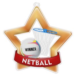 Medalla Mini Estrella de Acrílico Bronce para Netball