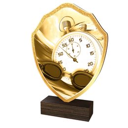 Trofeo Arden de Madera Real con Escudo de Natación Clásico