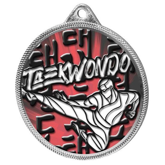 Medalla Plateada con Textura de Taekwondo en Impresión 3D