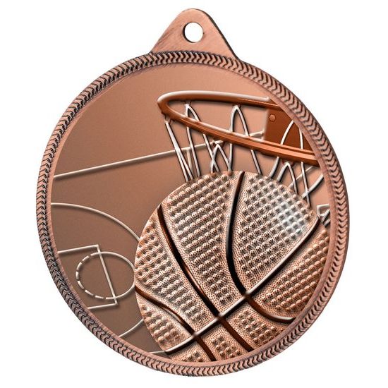 Medalla Clásica de Baloncesto con Textura 3D en Bronce