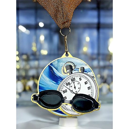 Medalla metálica de natación acero inoxidable