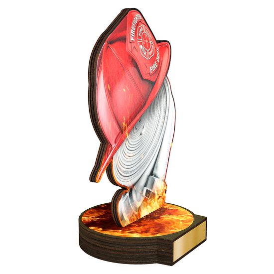 Trofeo Grove de Madera Real para Bomberos