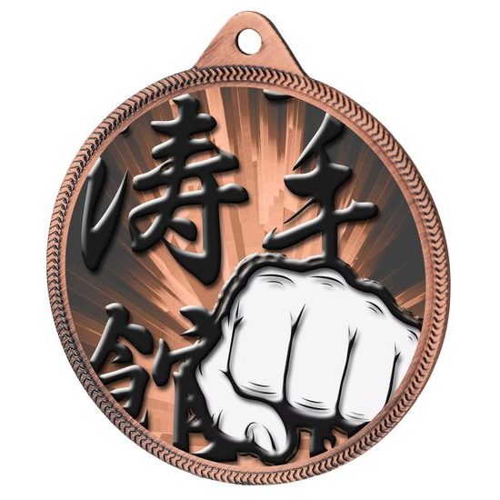 Medalla Clásica de Artes Marciales con Textura 3D en Bronce