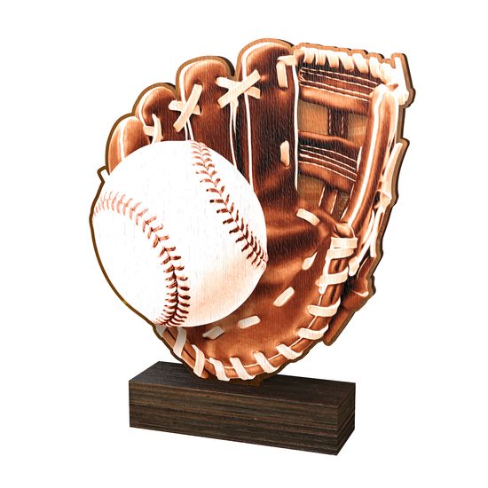 Trofeo de Madera Auténtica Sierra para Béisbol - Clásico