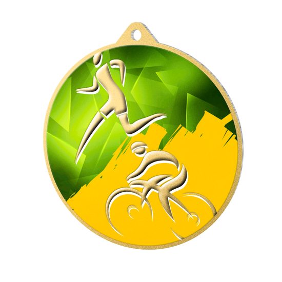Medalla metálica para duatlón acero inoxidable