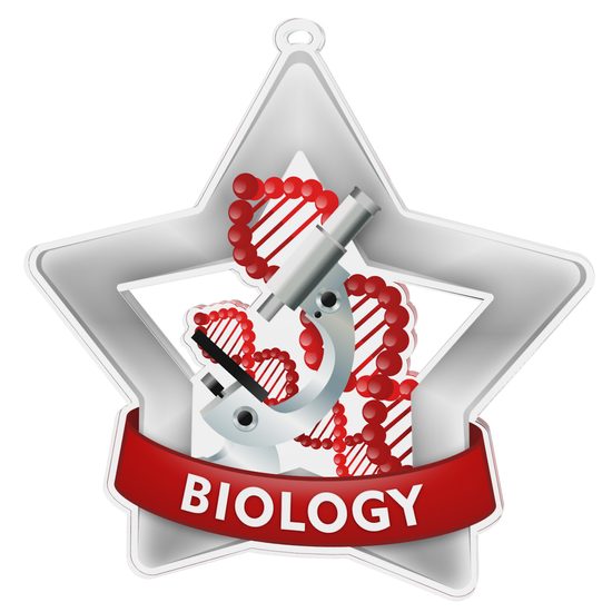 Medalla Mini Estrella de Acrílico Plata para Biología