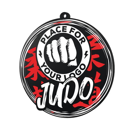 Medalla Negra de Acrílico Pro Judo con Logo