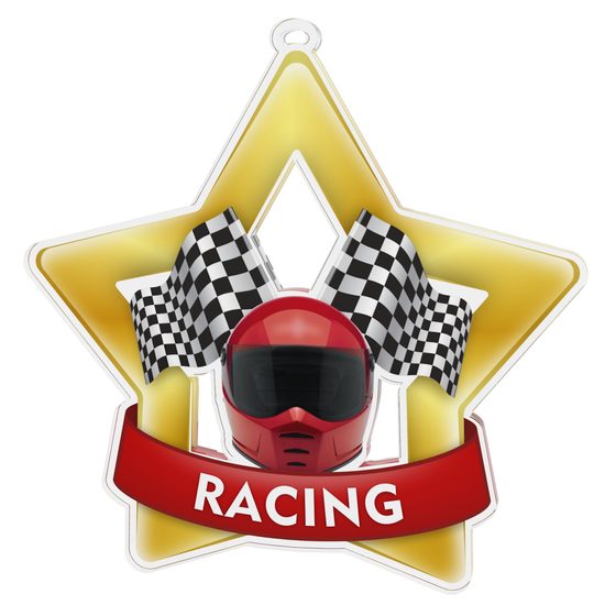 Medalla Mini Estrella de Acrílico Oro para Carreras