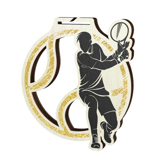 Medalla Acacia de Madera Ecológica para Tenis - Oro