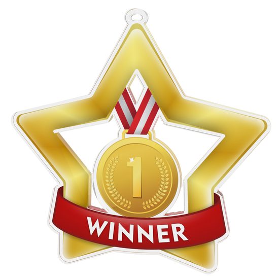 Medalla Mini Estrella de Acrílico Oro para Ganador