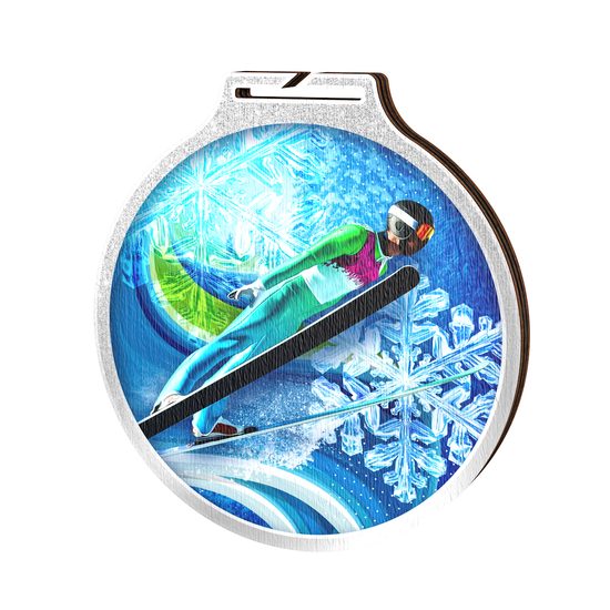 Medalla Habitat de Madera Ecológica para Salto de Esquí Plata