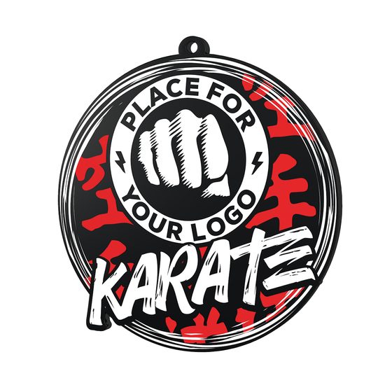 Medalla de Acrílico Negro Pro Karate con Logo