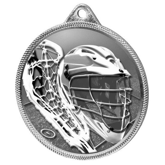Medalla Clásica de Lacrosse con Textura 3D en Plata