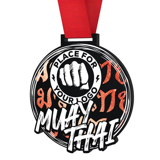Medalla Gigante de Muay Thai en Acrílico Negro con Logo