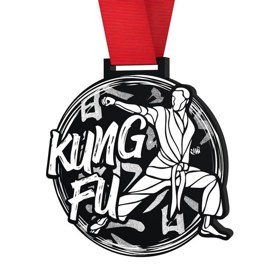 Medalla Gigante de Kung Fu en Acrílico Negro