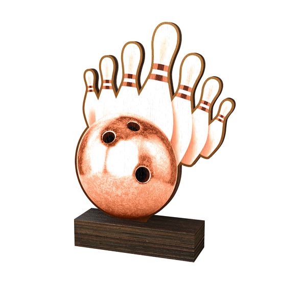 Trofeo de Madera Auténtica Sierra para Boliche - Clásico