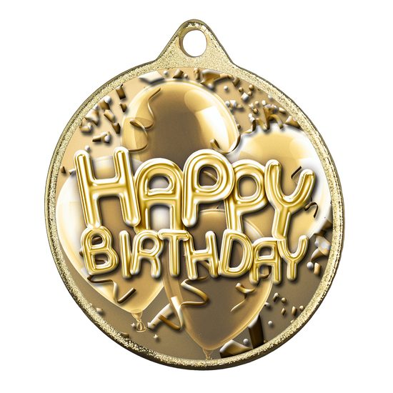 Medalla Barnet Clásica con Textura e Impresión 3D MaxMedal de Feliz Cumpleaños