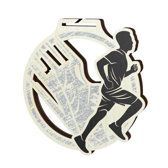 Medalla Acacia de Madera Ecológica para Atletismo - Plata