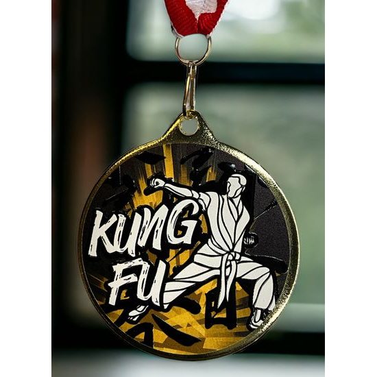 Medalla Barnet Clásica con Textura e Impresión 3D MaxMedal para Kung Fu