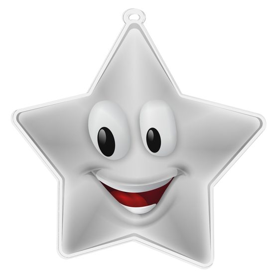 Medalla Mini Estrella de Acrílico Plata de Happy Face