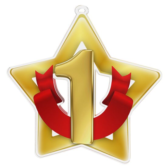 Medalla Mini Estrella de Acrílico Oro para 1er Lugar