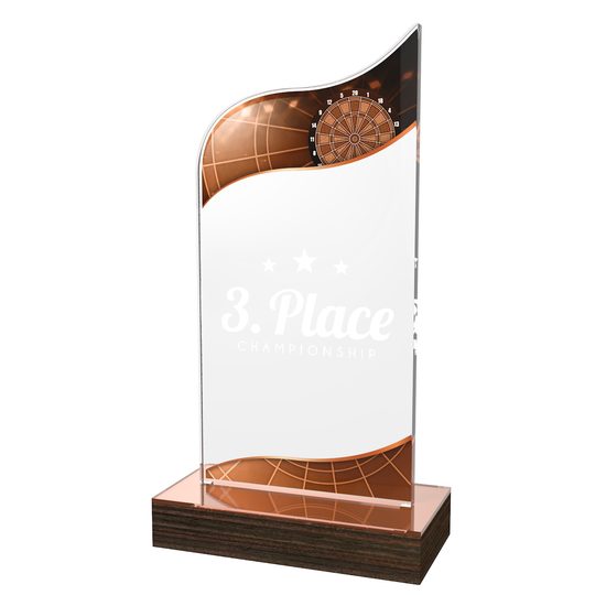 Trofeo Clásico de Dardos Electrónicos de Madera y Acrílico United