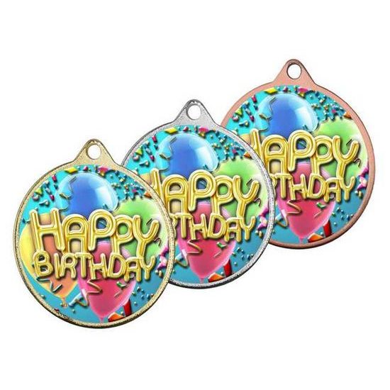 Medalla Barnet con Textura e Impresión 3D MaxMedal de Feliz Cumpleaños