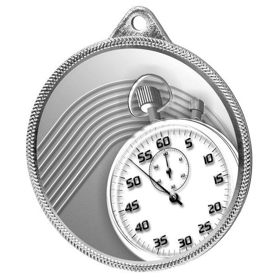 Medalla Clásica de Atletismo con Textura de Impresión 3D en Plata