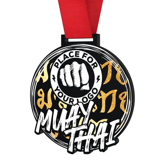 Medalla Gigante de Muay Thai en Acrílico Negro con Logo