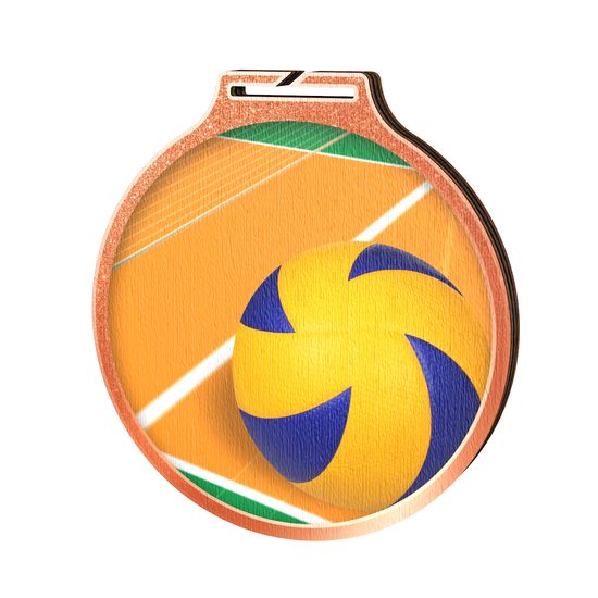 Medalla Habitat de Madera Ecológica para Voleibol Bronce