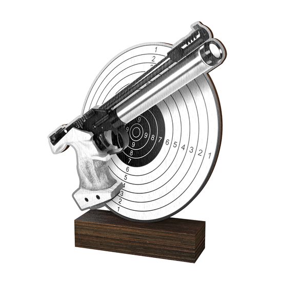Trofeo de Madera Sierra para Tiro con Pistola - Clásico
