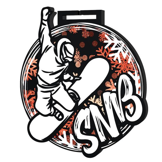 Medalla Gigante de Snowboard en Acrílico Negro