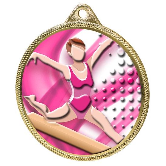 Medalla Clásica de Gimnasia con Textura de Color 3D en Oro