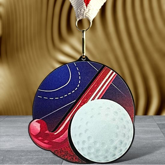 Medalla de Hockey sobre Hierba en Acrílico Negro Rincon