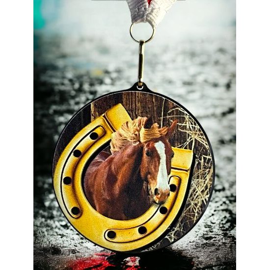 Medalla de Cabeza de Caballo en Acrílico Negro Rincon