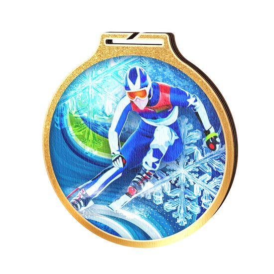 Medalla Habitat de Madera Ecológica para Esquí Alpino Oro