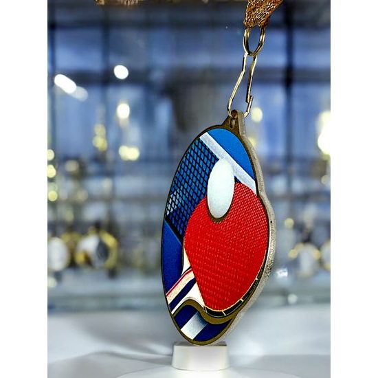 Medalla metálica de tenis de mesa acero inoxidable