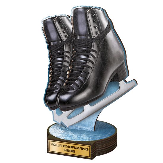 Trofeo Grove de Madera Real para Patinaje sobre Hielo - Bota Negra