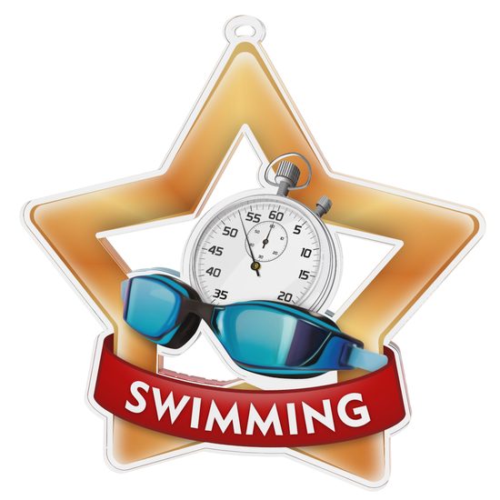 Medalla Mini Estrella de Acrílico Bronce para Natación