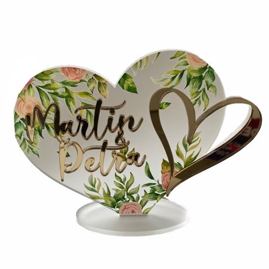 Presentación de regalo personalizada de corazón en acrílico