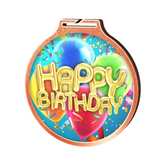 Medalla Habitat de Madera Ecológica de Feliz Cumpleaños Bronce