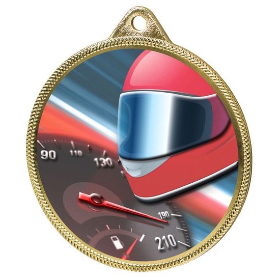 Medalla de Textura de Carreras de Motor con Impresión 3D en Oro
