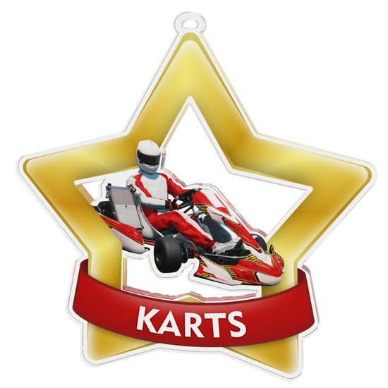 Medalla Mini Estrella de Acrílico Oro para Go Kart