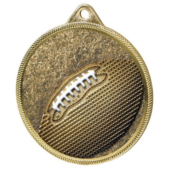 Medalla Clásica de Fútbol Americano con Textura 3D en Oro