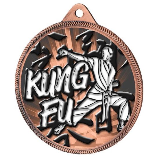 Medalla Clásica de Kung Fu con Textura 3D en Bronce