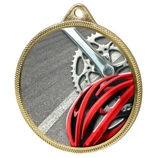Medalla de Ciclismo con Textura de Color e Impresión 3D en Oro