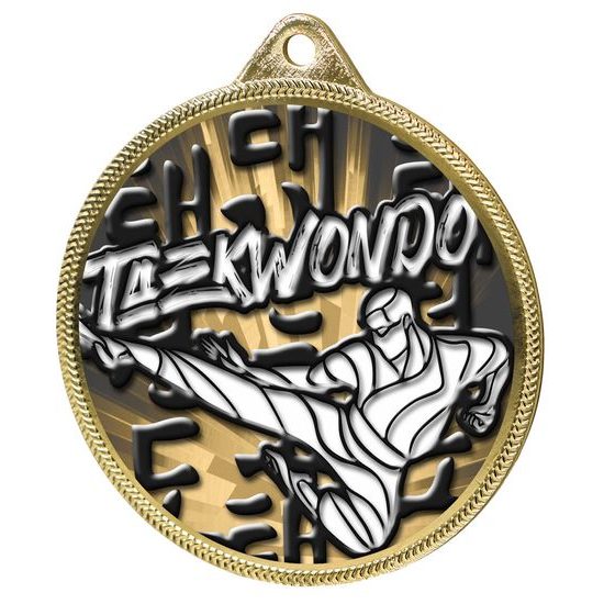 Medalla Clásica de Taekwondo con Impresión 3D en Oro