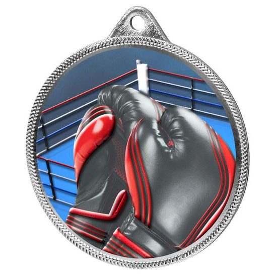 Medalla de Boxeo con Textura de Color 3D Impresión Plateada