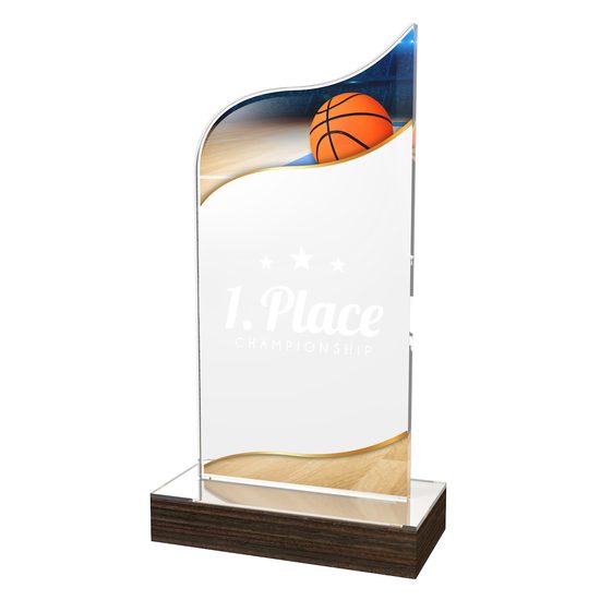 Trofeo Clásico de Baloncesto en Acrílico y Madera